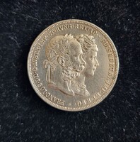 Silver Wedding Ferenc József 2 Forint / 2 Gulden 1879. In beautiful collectible condition.