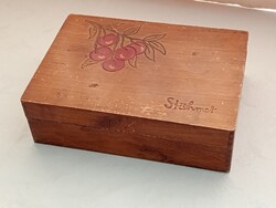 Fa doboz Stühmer 20x14x6cm vintage Konyakmeggyes bonbon doboz antik Stühmer csokoládés fadoboz