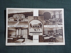 Postcard, Sikonda, Nagyszálló, restaurant, hall, room, bath view, detail, Karinger Bp. edition, 1935-