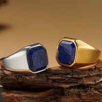 Lapis Lazuli Vintage Gyűrű Nemes Fém Aranyozott Vagy Ezüstözött Hipoallergén + Ékszerdoboz. Új!