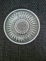 Vintage préselt üveg poháralátét – napraforgó mintás üveg tálka (8,5 cm)