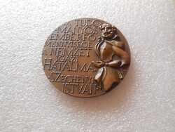Emlékplakett , MTA fennálása 150 éves , Csíkszentmihályi R. , bronz , 70 x 4 mm