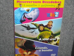 3 MESEFILM meseverzum díszdoboz RIO 2 , A ZÖLD URAI , CSIZMÁS A KANDÚR DVD ÚJ gyári bontatlan