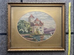 Gobelin kép aranyozott fa keretben