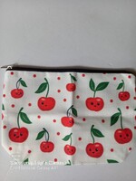 Meggyes mintájú jó erős vászon kozmetikai táska 24x16x5,5 cm