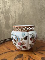 CSODÁS, ZSOLNAY PORCELÁN ÁTTÖRT KASPÓ, DÚS VIRÁG DÍSZÍTÉSSEL
