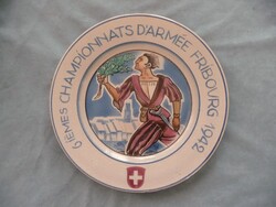 Régi svájci katonai sportverseny emlék tányér 2.vh idejéből 6èmes Championnats d'Armée Fribourg 1942