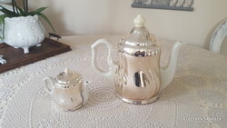 Porcelánkanna és kiöntő,fém borítással