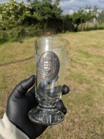 Antikolt Fém Címeres Patrióta Kehely – Parádi Hutaüveg Szőlő Gravírozással, Jelzett (1998)