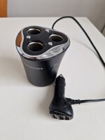 Skyocean 3 utas szivargyújtó elosztó + 3 USB autós töltő adapter, dugó