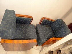 Szép és jó állapotban, fa karfás Art Deco fotel pár (2 db) 1930-as / 50-es évekből