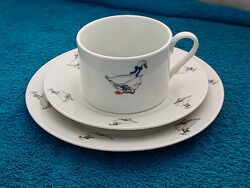 Porcelán reggeliző szett 3 darabos kék masnis liba motívumokkal AML