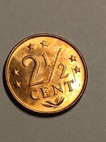 Holland Antillák 2 1/2 cent 1976 szép,  nem volt forgalomban