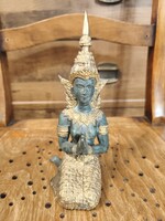 Teppanom stílusú, térdelő, imádkozó thai shiva szobor rézből.