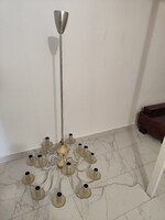 Hatalmas 12 karos retro Szputnyik csillár – Ritka Space Age / Mid-Century alumínium lámpa (130x66 cm