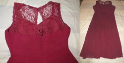 Bordó felül csipke maxi ruha Asa Fashion XXL-s h: 140 cm mb: 124 cm