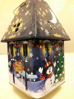 Magnat latern színes kék fém lámpás gyertyatartó 18x10x10cm.Új