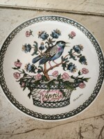Német porcelán falitányér , madaras falidísz, április hónap  eladó!