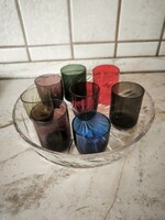 Ólomüveg tál színes kupicákkal, italos pohárral   eladó!
