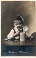 Képeslap: HB sör, München. Gyerek.