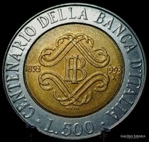Olaszország 500 Líra, 1993 100 éves az Olasz Bank C04C5