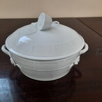 Fehér Herendi porcelán szószos,pörköltes, mártásos tál fedővel
