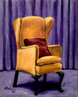 A csábító füles fotel - akrilfestmény - 30 x 24 cm