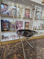 ISAK krómozott összecsukható szék fekete ülőlappal Niels Gammelgaard design, 1980-as évek