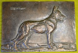 Németjuhász  ,bronz  dombormű  ,Budapest felirattal 1930-40 évek