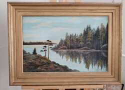 Arvid Bornstrand tájkép festmény 1950. 71x51 cm kerettel