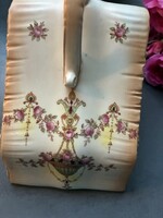 Virág mintás angol porcelán sajt tartó fedő