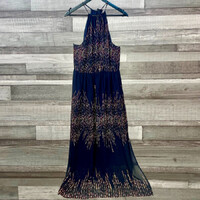 Forever 21 Plus Size fekete lilás mintás női hosszú ruha 2XL