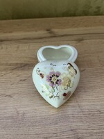 ZSOLNAY PORCELÁN SZÍV ALAKÚ DOBOZ, BONBONIER, ÉKSZERTARTÓ