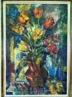Vati József - Tulipánok..80x55cm