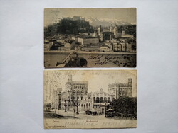 Wien egykori Nordbahnhof 1897 / Salzburg látkép 1895 fekete/fehér képeslap