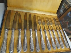 Régi Ezüst 800-as Nyelű Süteményes 6 Személyes Monogrammos Étkészlet,Dobozában.