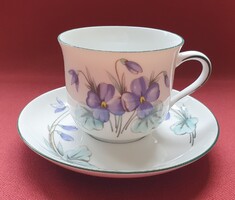 Winterling Röslau Bavaria német porcelán kávés teás szett csésze csészealj árvácska virág mintával