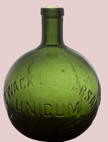 Antik AZ UNICUM GYÁRI ÜVEGE - LUKÁTS BÉLA HUTA ÜVEGGYÁR -ccA. 20 x 15 cm