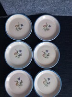 Antik osztrák porcelán tányérka/ teafilter tartó készlet 6 db, átmérő 7 cm