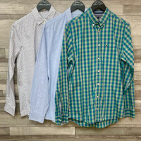 H&M kék, Rossana kék-fehér mintás, Tommy Hilfiger kék-zöld kockás férfi ing szett S-M