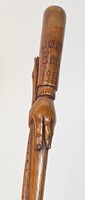 WWI Prisoner of War Carved Wooden Antique Memorial / Walking Stick