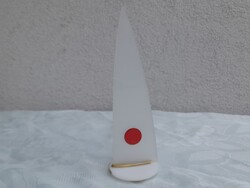 Retro régi Balatoni Emlék műanyag plexi réz vitorlás vitorláshajó mid century emléktárgy dísz hajó