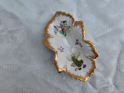 Gyönyörű ritka Csung Vert díszes Herendi falevél mintázatú porcelán hamutál