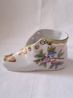 Herendi Viktória mintás, sárga masnis porcelán kiscipő jubileumi jelzéssel