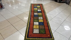 4347 ÁLOMSZÉP INDIAI Gabbeh kézi csomó gyapjú futó szőnyeg 78X270CM