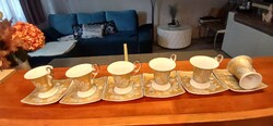 Gyönyörű, jelzett japán YAMASEN Gold Collection 6 személyes kávéskészlet – 24k aranyozással