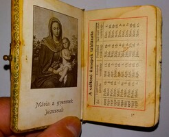 1929.Antik kicsi VEZÉRCSILLAG rézcsatos KAUCSUK KÖTÉSES mini IMÁDSÁGOS KÖNYV 8,5 X 5 CM