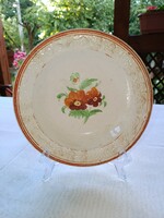 Nowotny Altrohlau antique folk hand painted stoneware WALL PLATE with embossed patterned rim