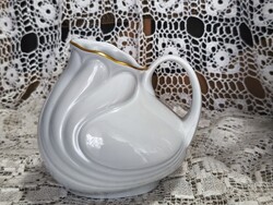 Vintage Royal KPM Bavaria porcelán tejkiöntő – Hattyú formájú aranyperemes kancsó (1960-as évek)