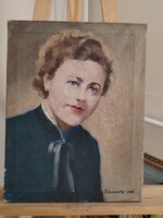 Bánovszky szignóval női portré festmény 35x45 cm